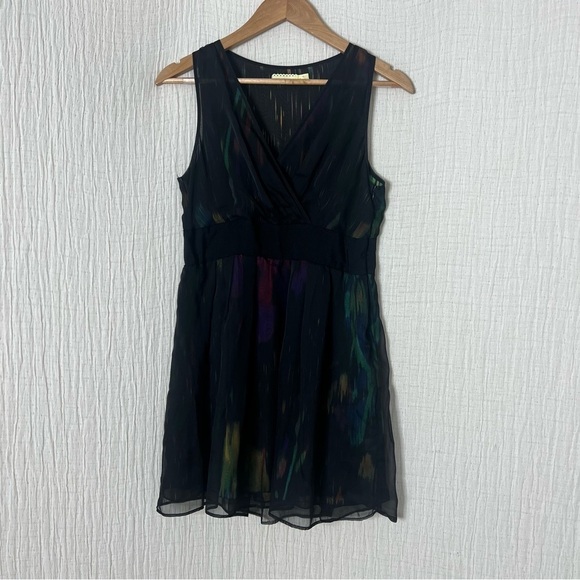 Pins & Needles Urban Outfitters Black Multicolor V Neck Sleeveless Dress Sz. 8 - Picture 1 of 5